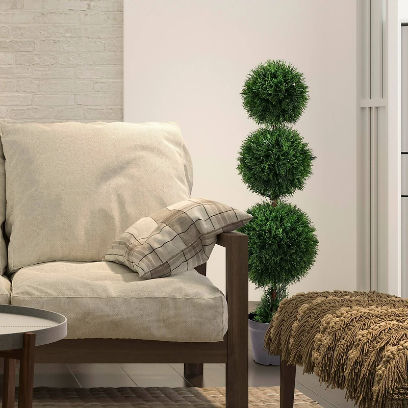 4ft. Potted Triple Ball Green Cedar Topiary