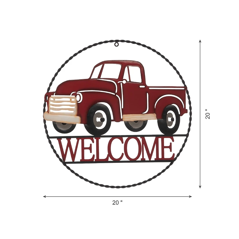 Glitzhome® 20" Farmhouse Metal Truck Welcome Wall Sign
