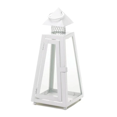 11.5" White Summit Candle Lantern