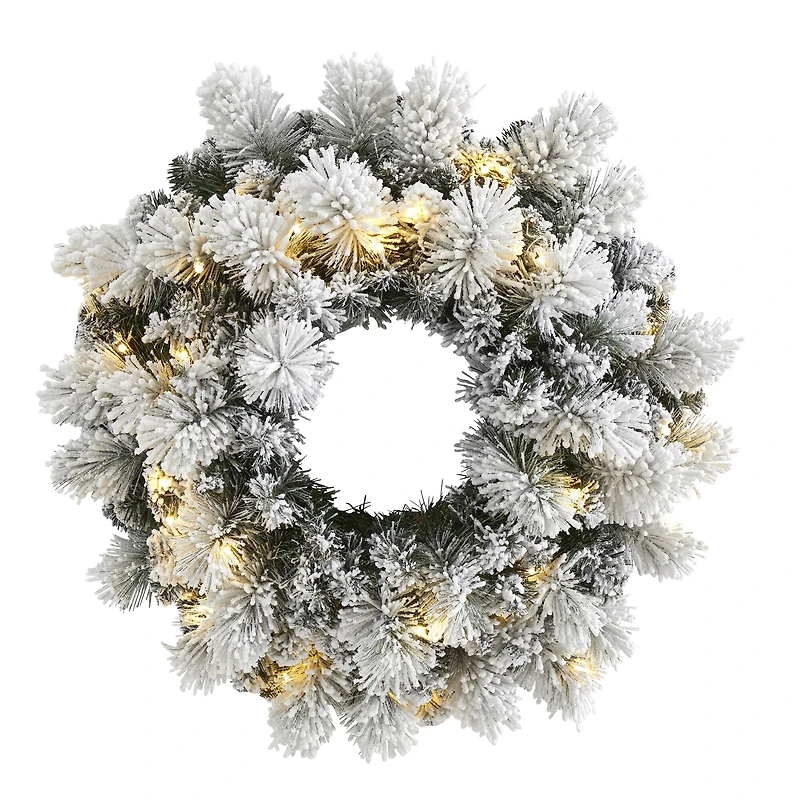 24" LED Flocked Christmas Wreath