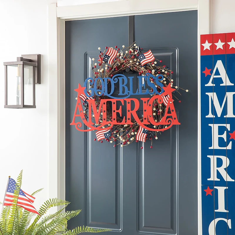 Glitzhome® 24" Patriotic God Bless America Wall Décor