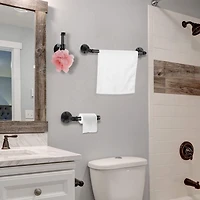 Black 4-Piece Wall Mounted Industrial Pipe Bathroom Hardware Set