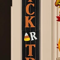 Glitzhome® Orange & Black Wooden Trick or Treat Porch Sign