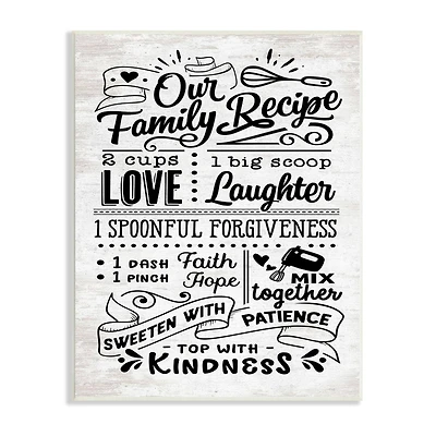 Stupell Industries Our Family Recipe Motivational Kitchen Phrases Life Ingredients Wall Plaque