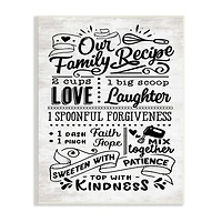 Stupell Industries Our Family Recipe Motivational Kitchen Phrases Life Ingredients Wall Plaque