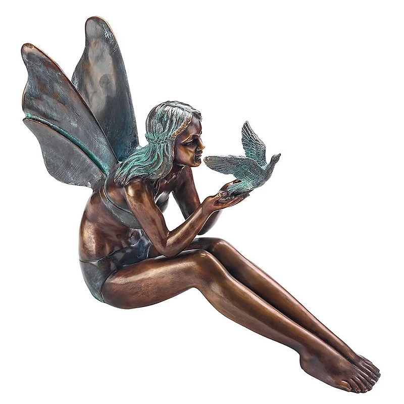Design Toscano 18" Bird Fairy Cast Bronze Garden Statue