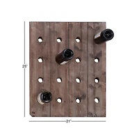 25" Brown Wood Rustic Wine Holder Rack