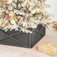 Glitzhome® 26" Warm Gray Wooden Tree Collar