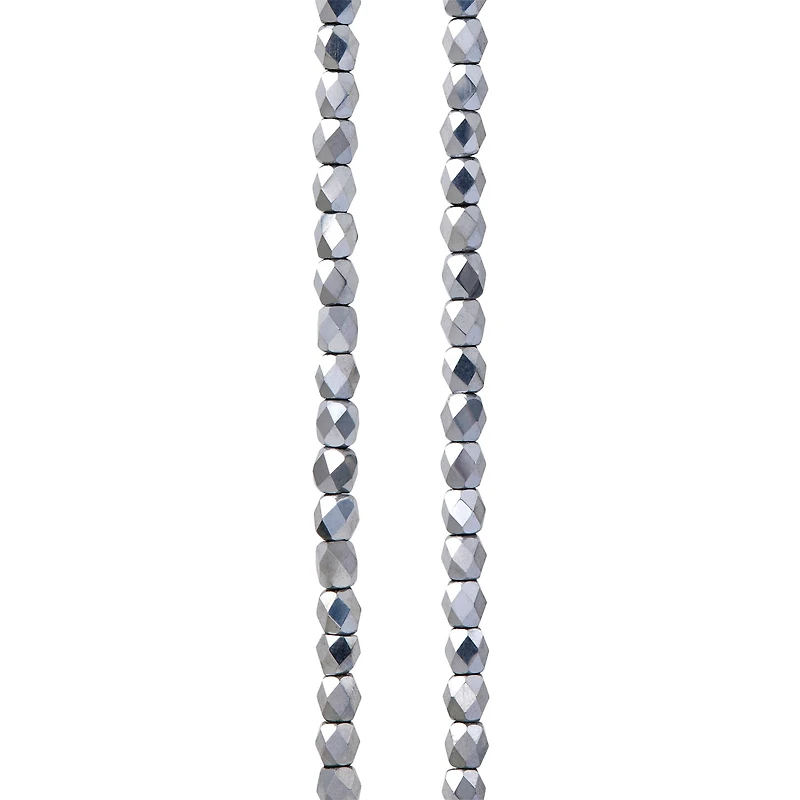 Silver Iridescent Glass Tube Beads, 4mm by Bead Landing™