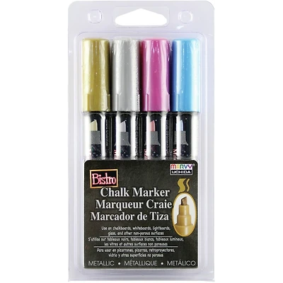 Marvy® Uchida Bistro Metallics Chisel Tip Chalk Marker Set, 4ct.