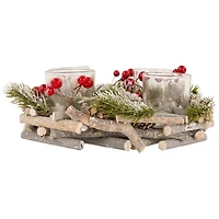 10" Frosted Berries & Branches Votive Candle Holder