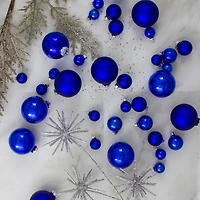40ct. 2.5" Shiny & Matte Royal Blue & Silver Glass Ball Christmas Ornaments