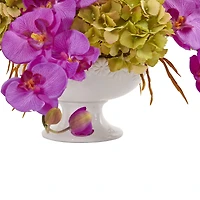 Phalaenopsis and Hydrangea Artificial Arrangement in Pedestal Urn