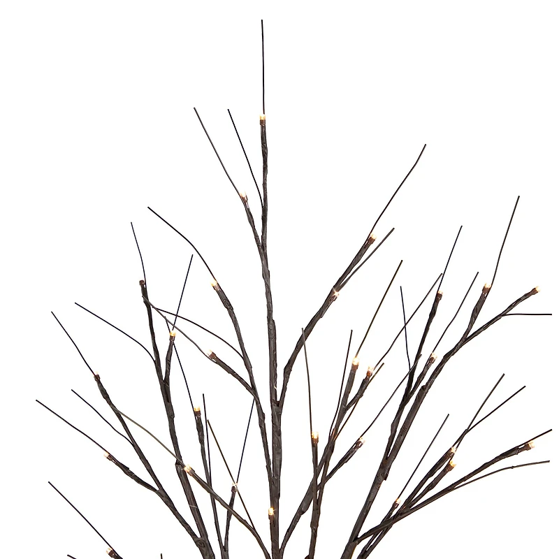 4ft. Pre-Lit Brown Twig Artificial Christmas Tree, Warm White LED Lights