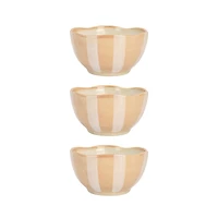 Hello Honey® 5" Brown & White Striped Hand-Painted Stoneware Bowl, 3ct.