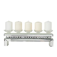 Set of 3 Silver MDF Glam Candle Holder, 7" x 20" x 4"