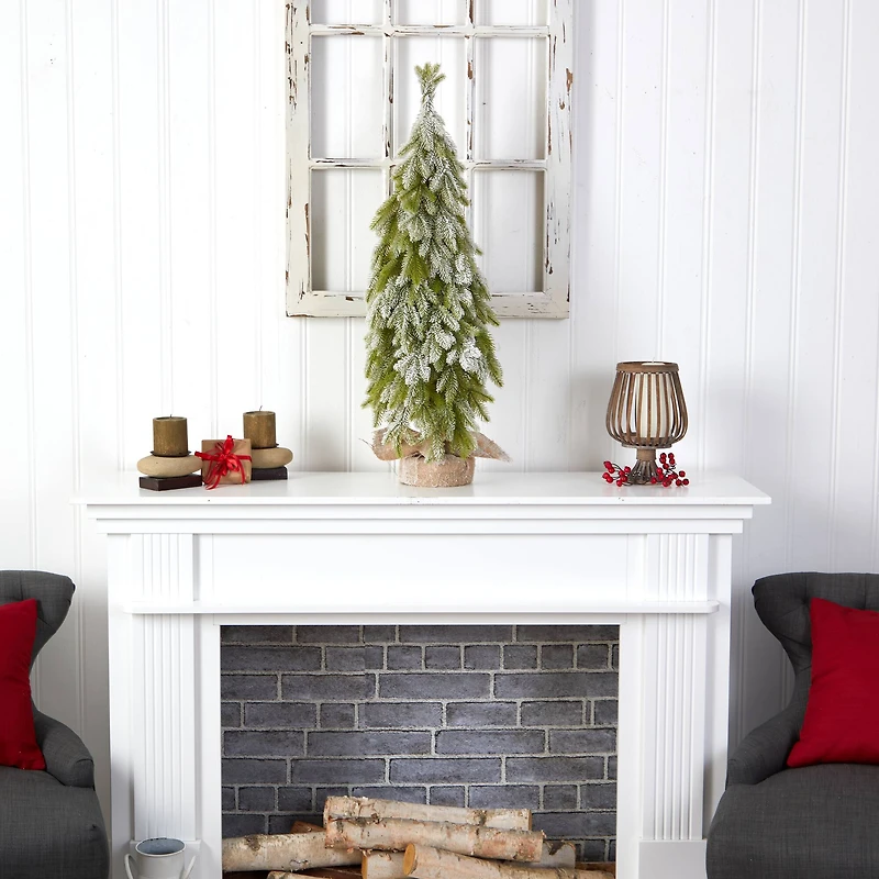 3ft. Unlit Snow Flocked Down Swept Holiday Artificial Christmas Tree in Burlap Base