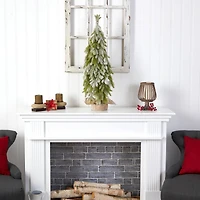 3ft. Unlit Snow Flocked Down Swept Holiday Artificial Christmas Tree in Burlap Base