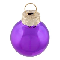 24ct. 1" Purple 2-Finish Glass Ball Ornaments