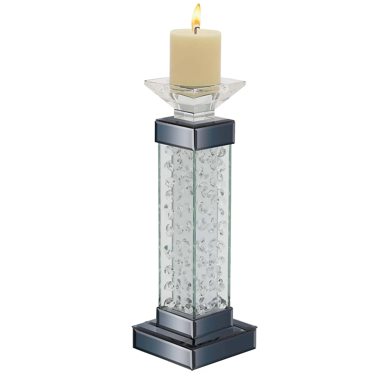 15'' Gray Glass Glam Candlestick Holder