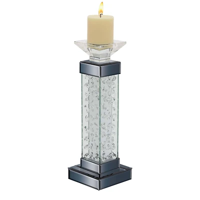 15'' Gray Glass Glam Candlestick Holder