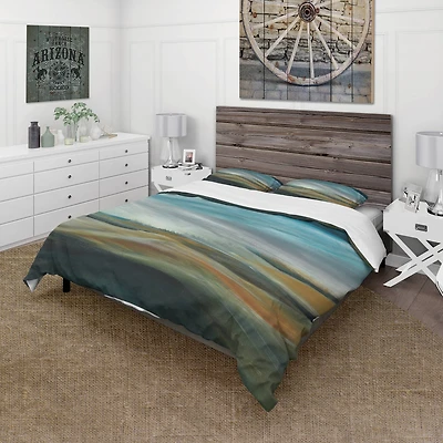 Designart 'Watercolor Desert Storm Abstract Blue' Farmhouse Bedding Set