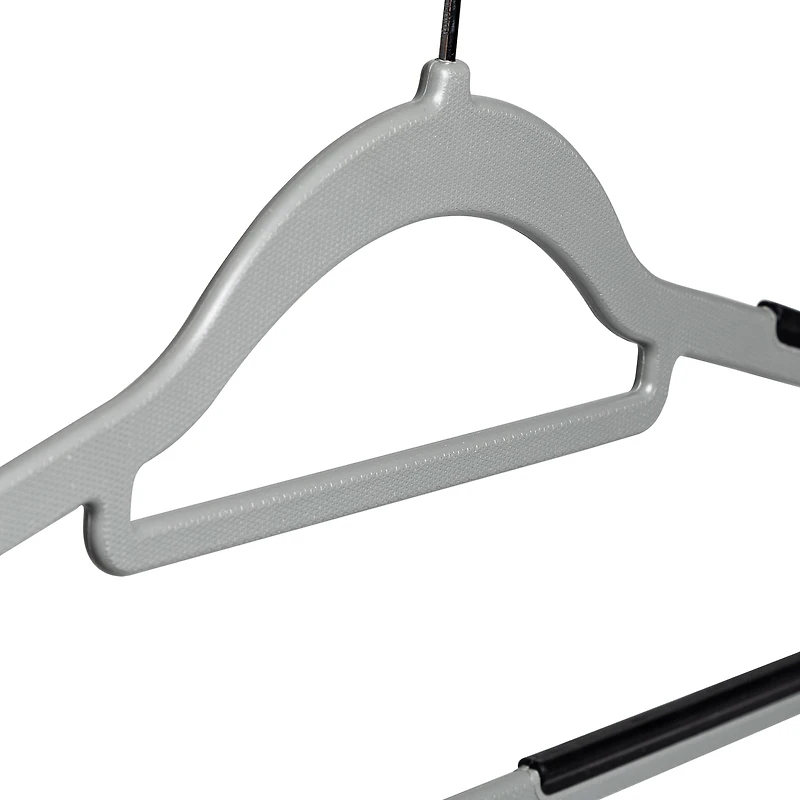 Honey Can Do Gray & Black Anti-Slip Rubber Grip Plastic Hangers, 15ct.