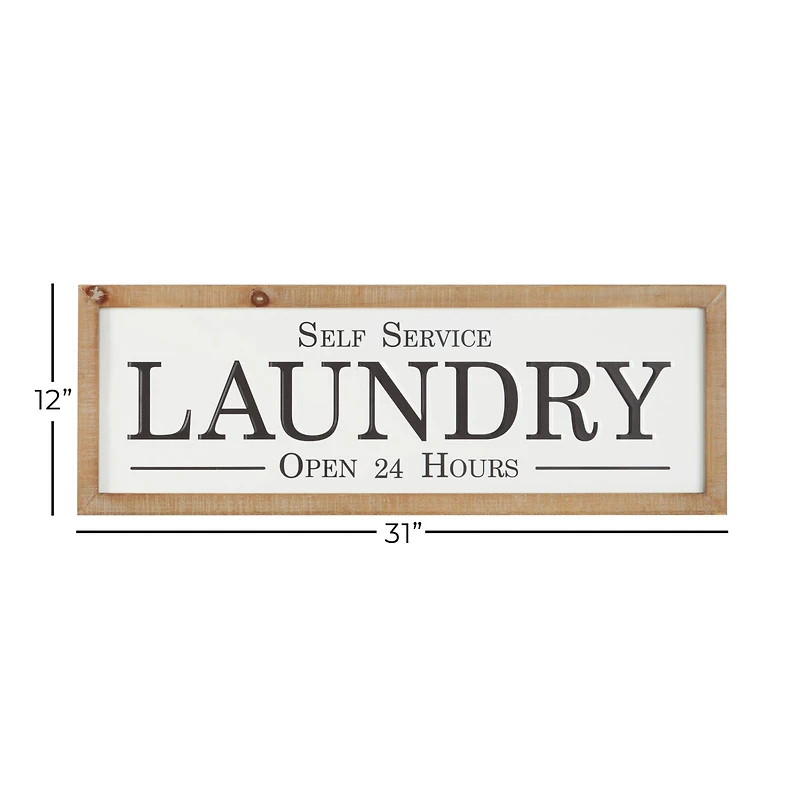 White Farmhouse Laundry Wood Wall Decor, 13" x 32"