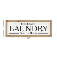 White Farmhouse Laundry Wood Wall Decor, 13" x 32"