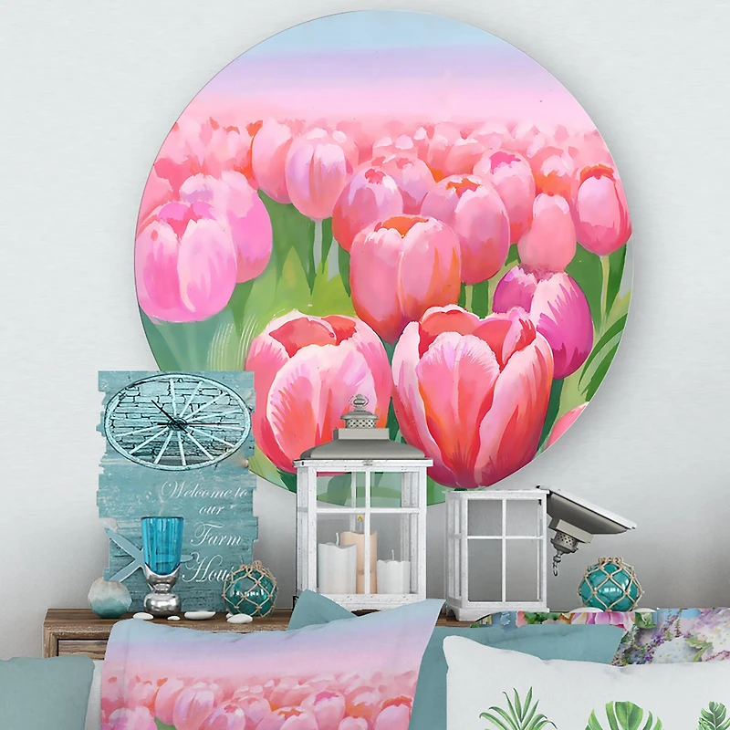 Designart - Field of Pink Tulips