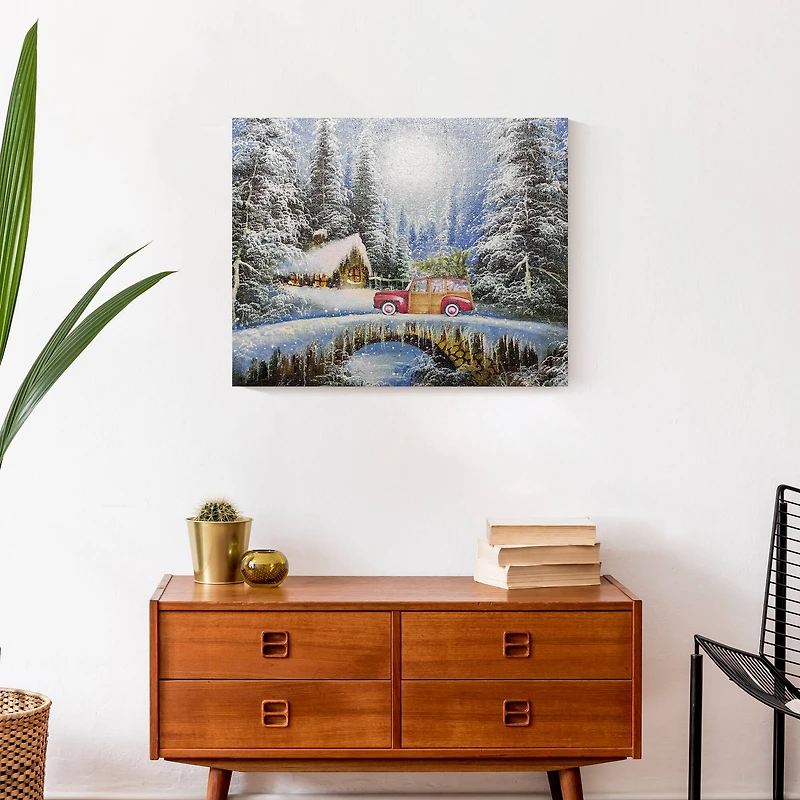 Snowy Christmas Landscape Canvas Wall Art