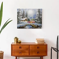 Snowy Christmas Landscape Canvas Wall Art