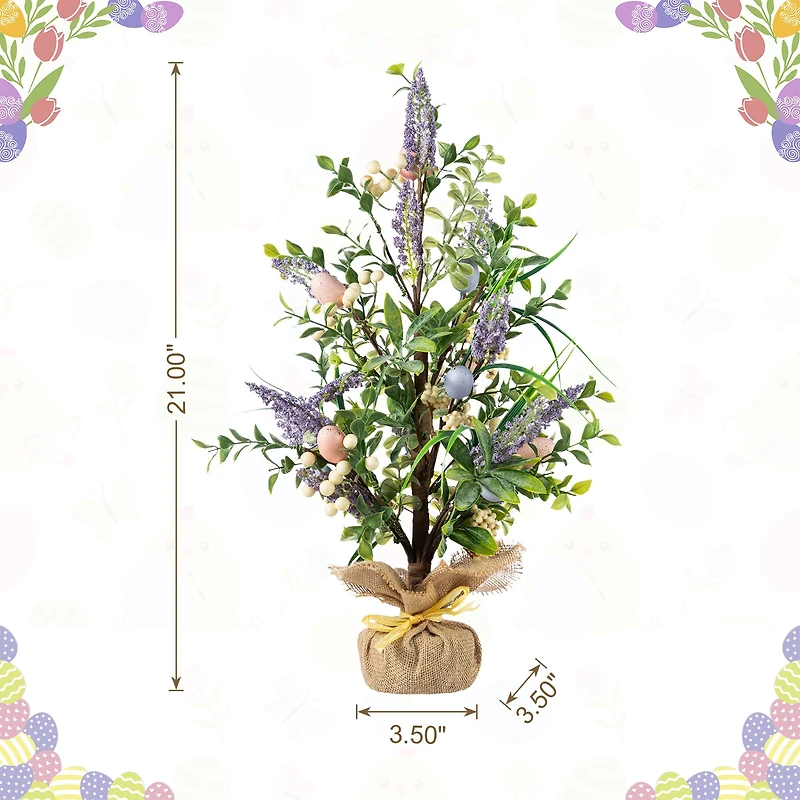 Glitzhome® 21" Easter Egg & Lavender Table Tree Decor