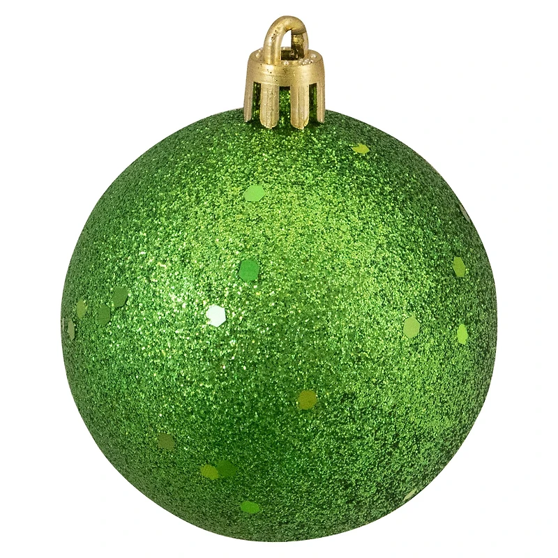 24ct. 2.5"  Xmas Green 4-Finish Shatterproof Christmas Ball Ornaments