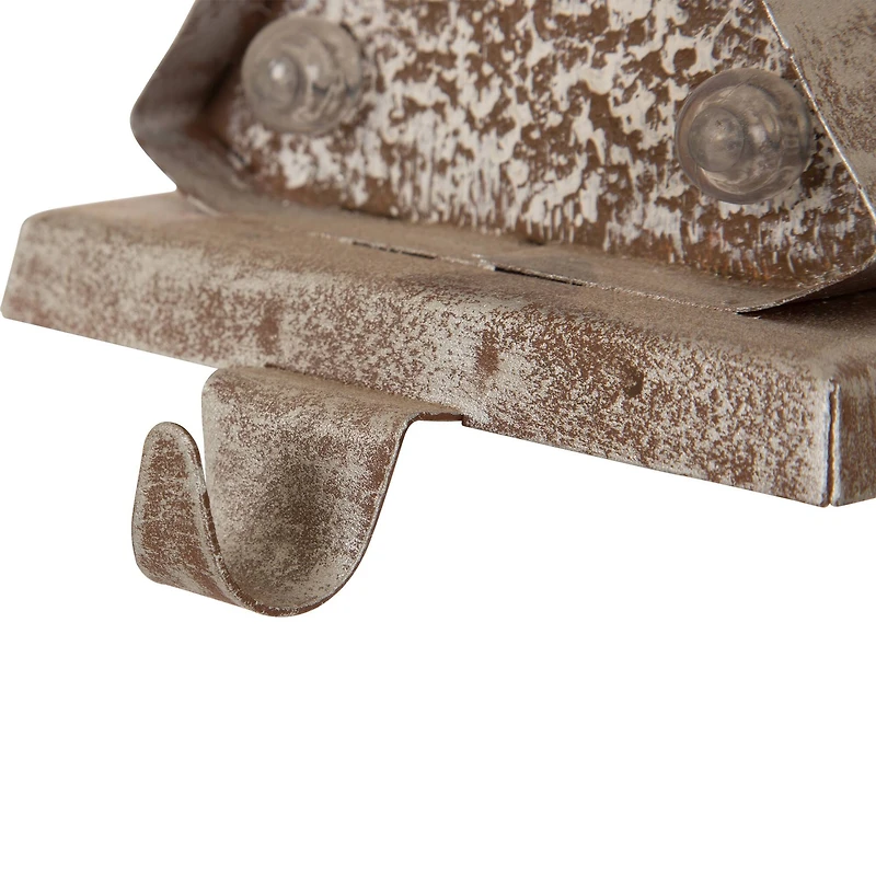 Glitzhome® 8" Marquee LED Christmas Tree & Star Wooden & Metal Stocking Holder Set