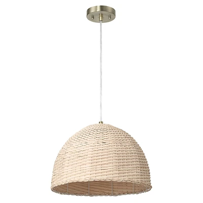 Hello Honey® Calypso Natural Metal & Handwoven Wicker Dome Ceiling Light