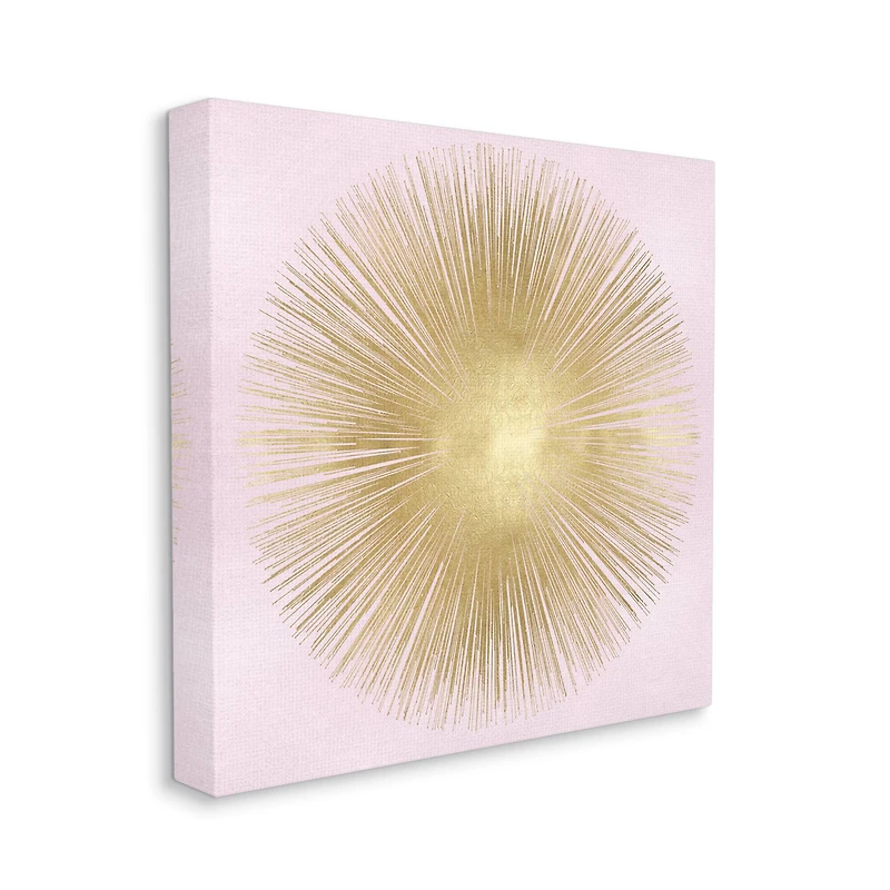 Stupell Industries Minimal Abstract Glam Sunburst Lines Over Pink Canvas Wall Art