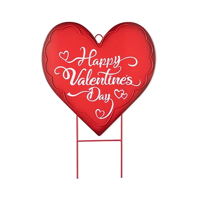 Glitzhome® 24" Metal Happy Valentine's Day Heart Yard Stake