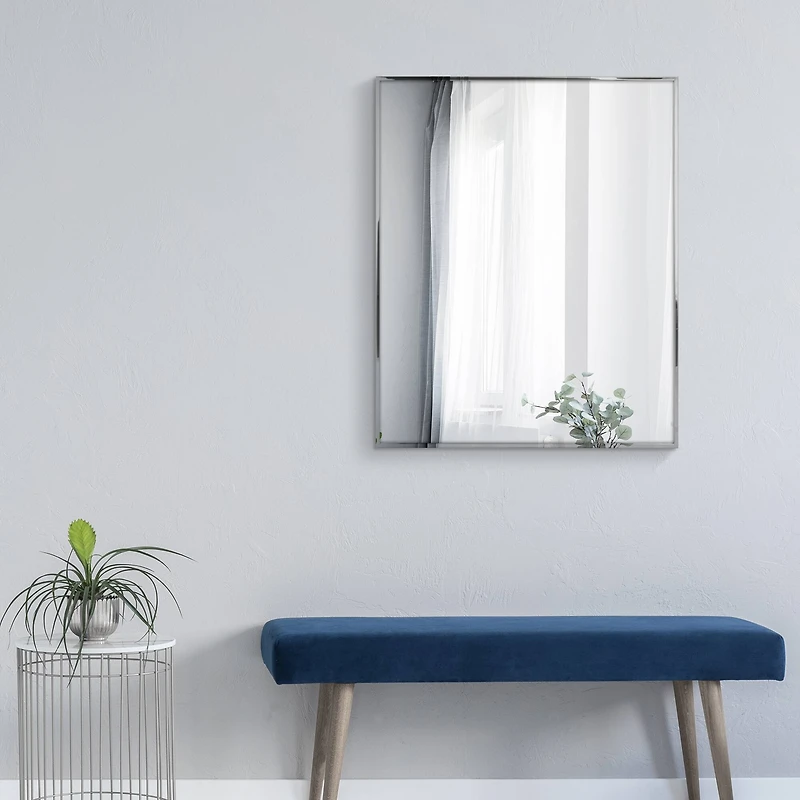 Head West® Glossy Chrome Float Rectangular Wall Mirror