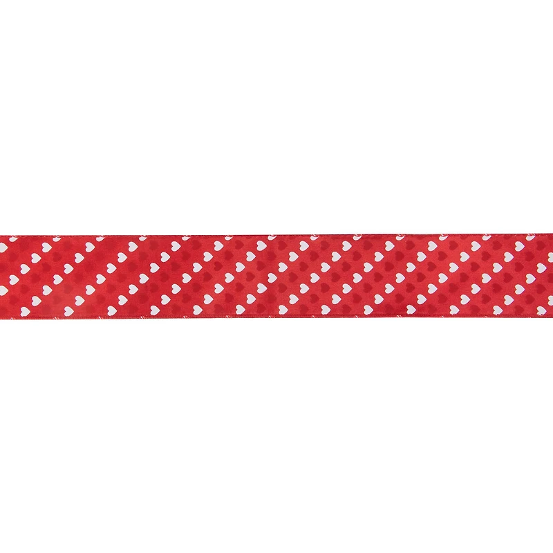2.5" x 10yd. Diagonal Hearts Valentine's Day Wired Craft Ribbon