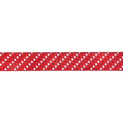 2.5" x 10yd. Diagonal Hearts Valentine's Day Wired Craft Ribbon