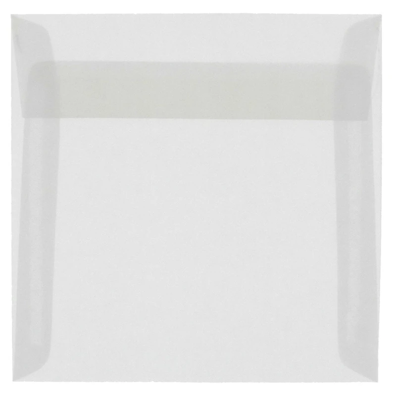 JAM Paper 9.5" x 9.5" Clear Square Translucent Vellum Envelopes, 25ct.