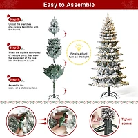 7.5ft. Pre-Lit Flocked Slim Spruce Artificial Christmas Tree, Warm White LED Lights