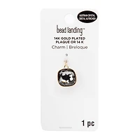 14K Gold Plated Gray Austrian Crystal Cushion Cut Charm by Bead Landing™