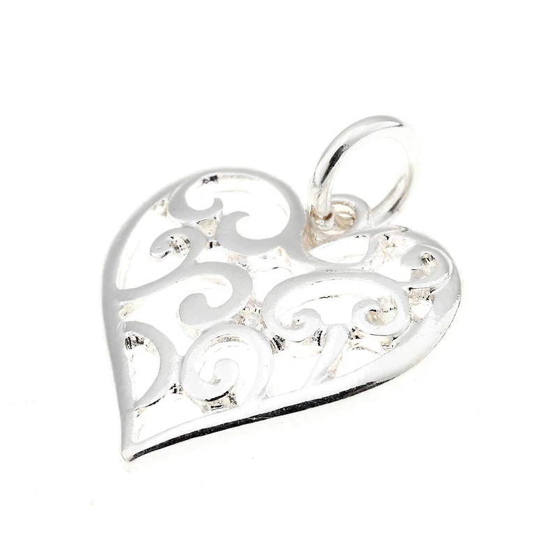 Silver Plated Heart Scroll Charm by Bead Landing™