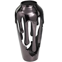 15" Black Aluminum Drip Vase with Melting Designed Body