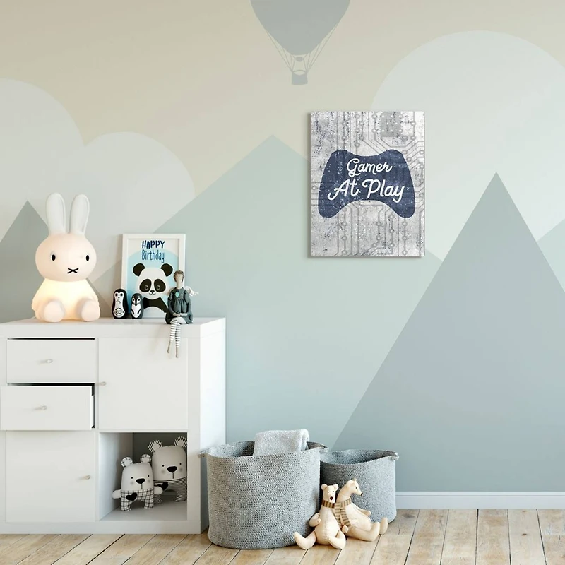 Stupell Industries Gamer at Play Quote Video Game Technology Boys Canvas Wall Art