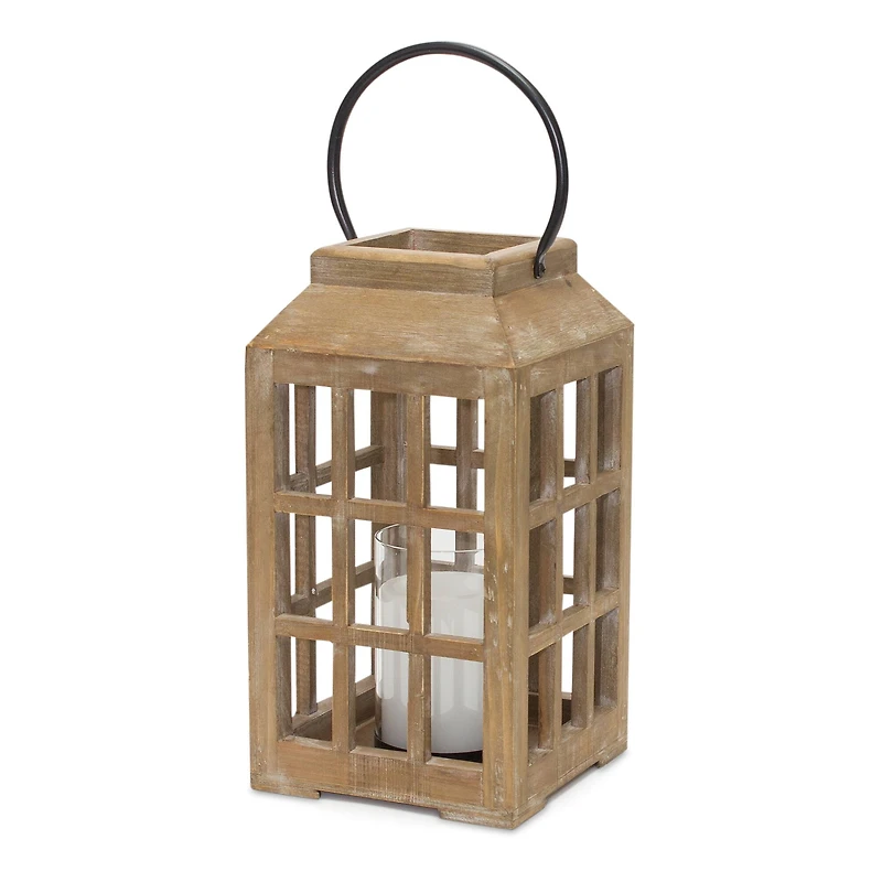 17" Weathered Wooden Lantern
