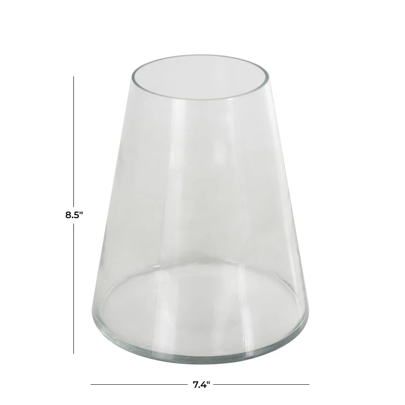 8.5" Clear Glass Wide Cone Shaped Decorative Vase
