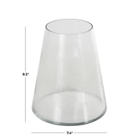 8.5" Clear Glass Wide Cone Shaped Decorative Vase